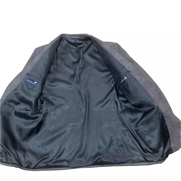 STANLEY BLACKER Blazer Mens 43R Tweed Gray Brown Plaid 100% Wool Jacket 51804 - Picture 3 of 16